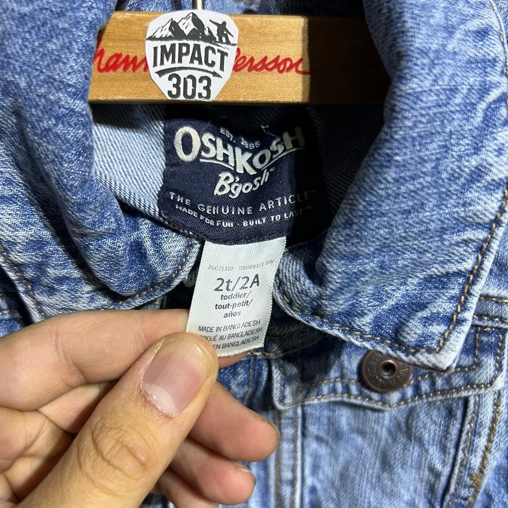 OshKosh Bgosh Denim Jacket Kids 2T Blue Classic Button Up Trucker Jean Coat